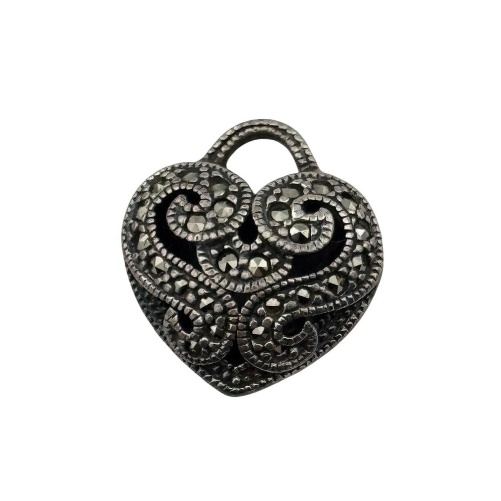 Judith Jack Sterling Silver Marcasite Heart Pendant‎ Missing Bail